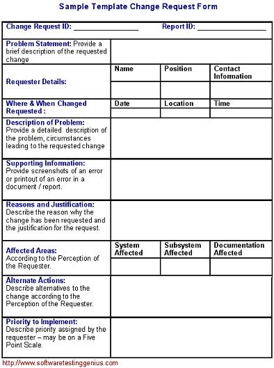 Software Change Request Form and Its Sample Template - Software Testing  Genius